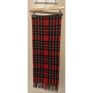 Craigmill Royal Stewart Lambswool Pure New Wool Red Plaid‎ Scarf Fringe Scotland